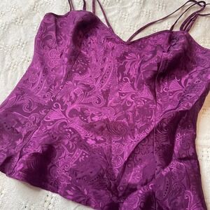 Victoria's Secret‎ Gold Label 90s Coquette Y2K Satin Purple Floral Paisley Cami